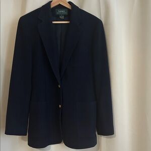 Lauren Ralph Lauren Navy Single-Breasted Wool Blazer